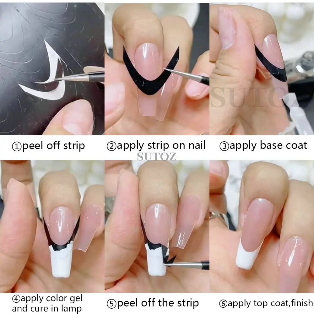 French Nails Template Stickers Nail Edge Strip Wave Design French-style Manicure Auxiliary DIY Tip Tools Decal Accessories #H358