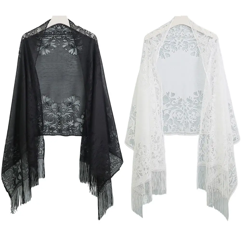 Cloak With Tassel Women Shawl Hollow Multicolored Wedding Bridal Shawl Evening Prom Cape Women