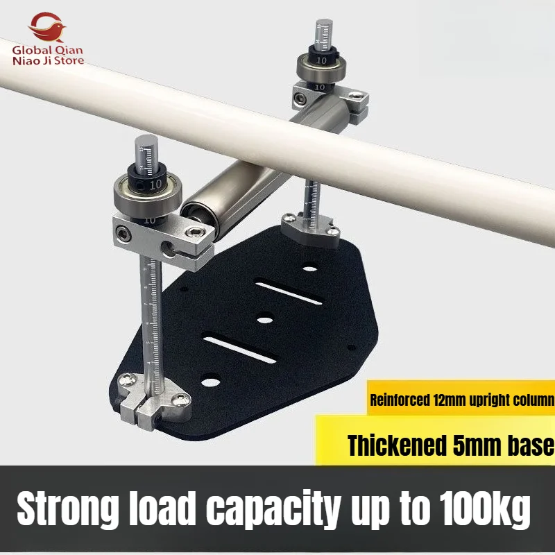 Thickened Stainless Steel Roller Long Material Support Stand, Cutting Machine Material Rest, Height Adjustable Dual Rollers