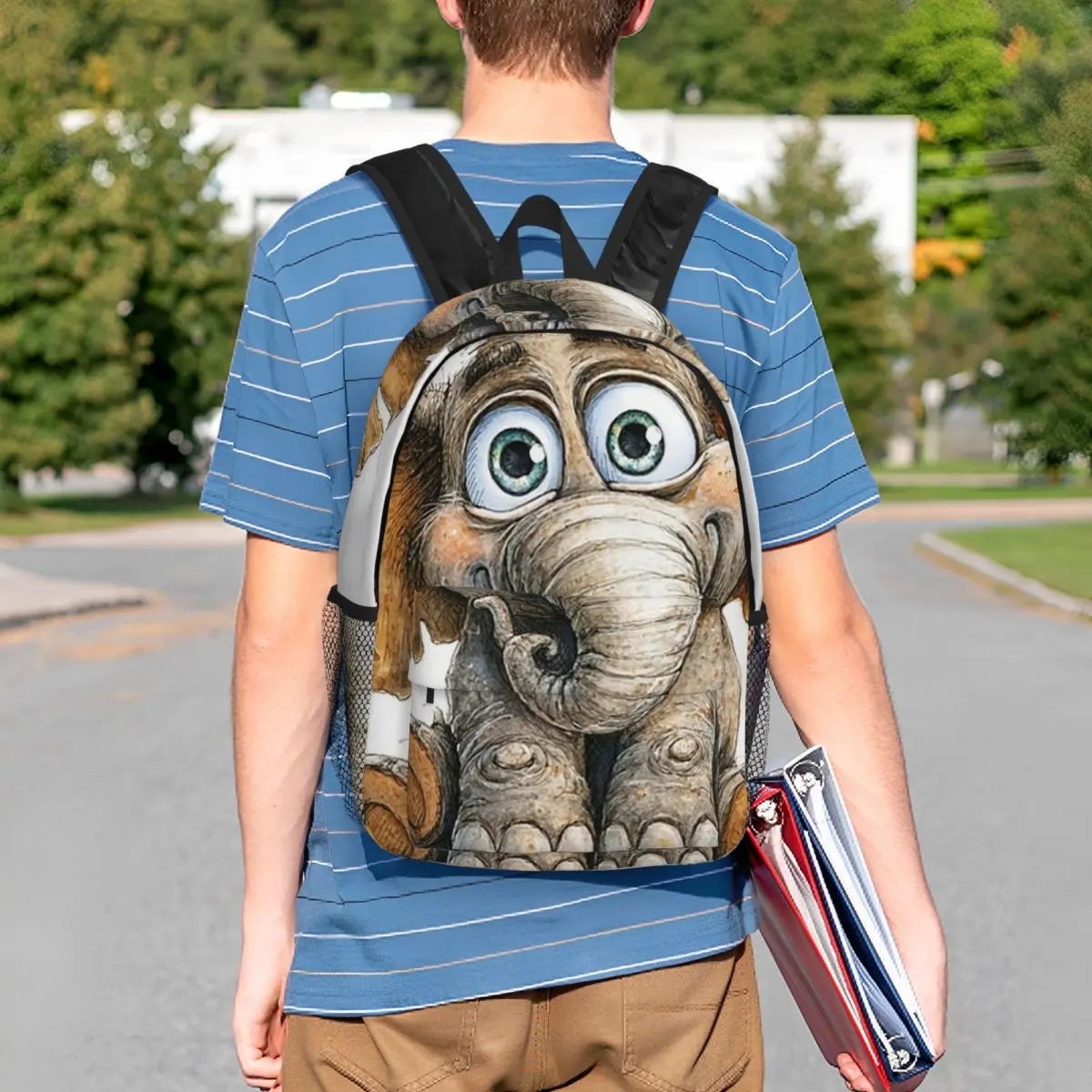 Adorable Cartoon Elephant Print Backpack Student BookBag Children School Bag Computer Shoulder Bags for Boys Girls