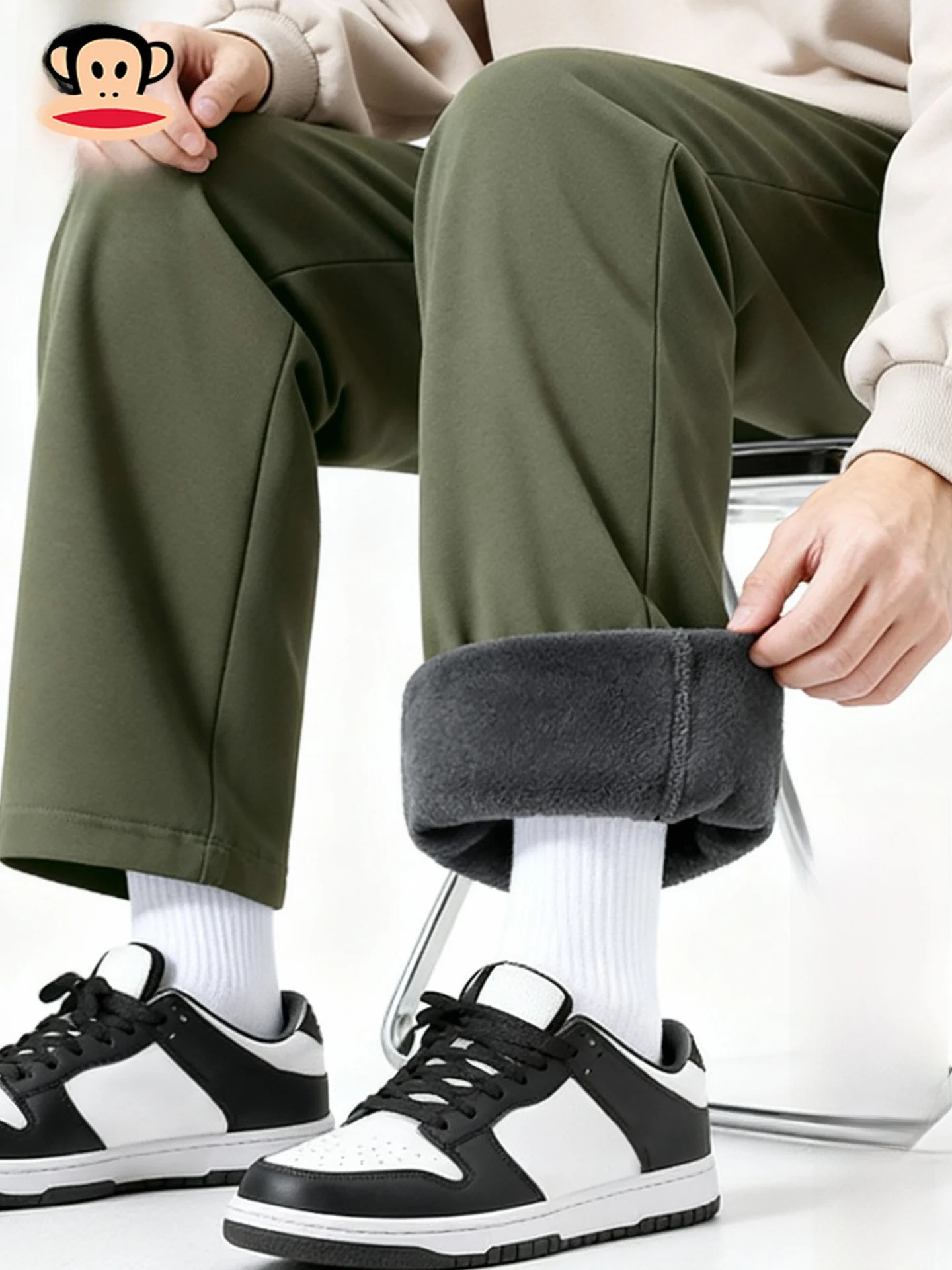 

Men's Fce Lined Loose Fit Thi Straight Leg Casual Pants Winter New Sle Youthful Vitali Cotton Polyester B...