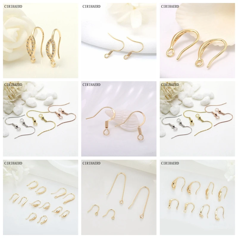 4 Models 14K/18K Gold Plated Earring Hooks DIY Earrings Jewelry Making Supplies Materials Women's Earring Accessories Wholesale