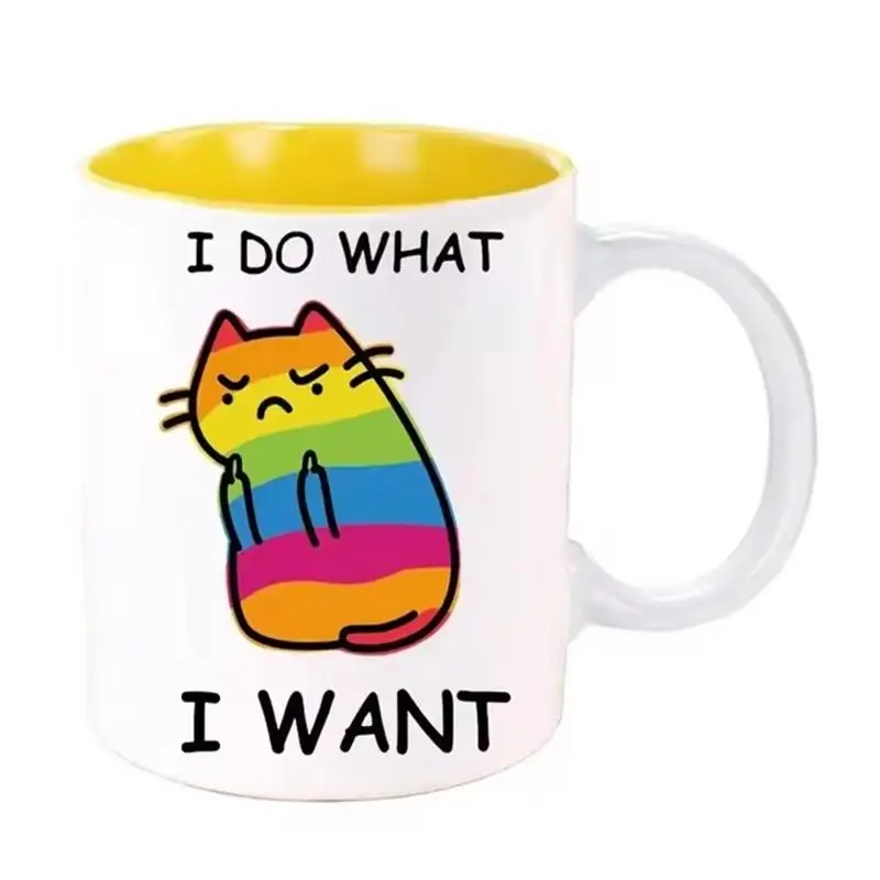 Cat Mugs I Do What I Want Coffeeware Friends Gifts Home Decal Breakfast Tableware Water Drinkware Teacher Students Coffeeware