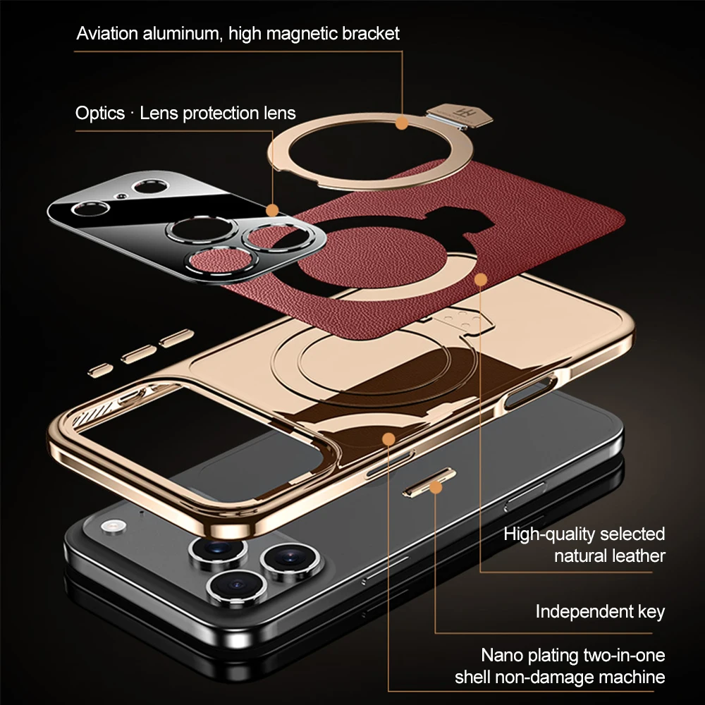 Magnetic Phone Case For Apple iPhone 17 Air 16 15 14 13 12 Pro Max Plus Built‑in Ring Kickstand Full Lens Protector Shell Cover view 3