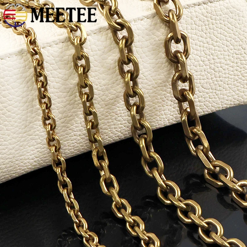 

50/100cm Solid Brass Metal Chain Bag Strap Belt Sling Jeans Pants Wallet Handbag Decor Chains Connect Band Hardware Accessories