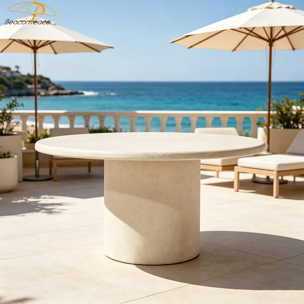 Garden Dining Table Sit-down Camping Furniture Barbecue Round Outdoor Patio Tables Handmade Composite Texture