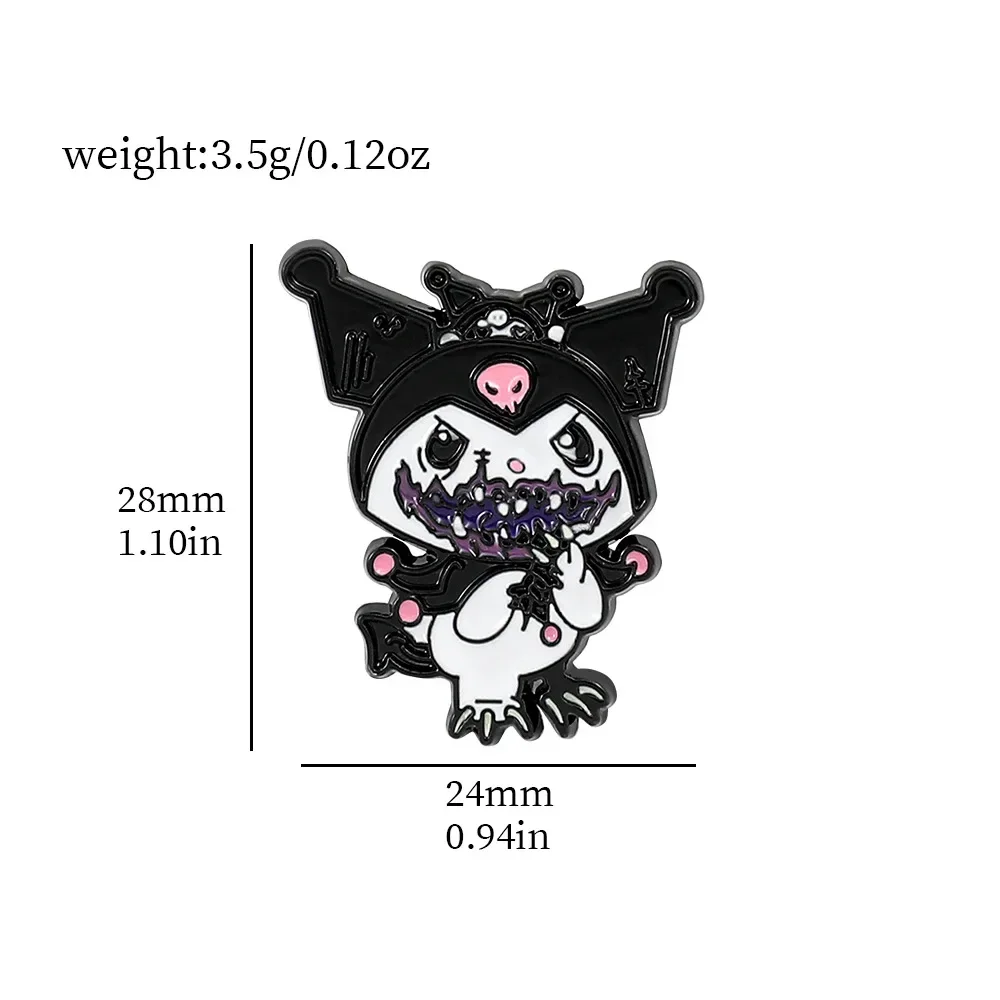 SANRIO Kuromi เข็มกลัดรูปอนิเมะเข็มกลัดเคลือบตลกกระเป๋าเป้สะพายหลังเสื้อผ้าป้ายเครื่องประดับเครื่องประดับของขวัญคริสต์มาสสำหรับเด็ก