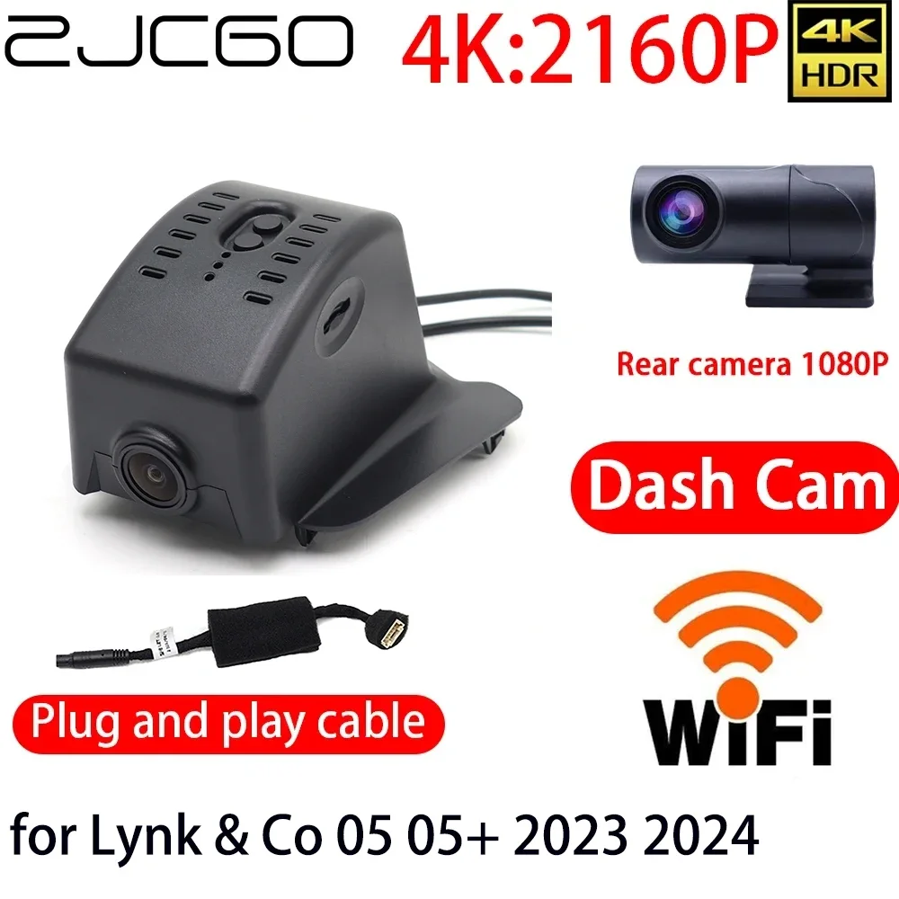 

ZJCGO 4K DVR Dash Cam Wifi Front Rear Camera 24h Monitor for Lynk & Co 05 05+ 2023 2024