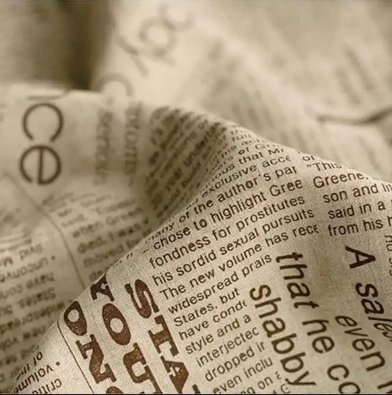 Letter Newspaper Fabric English letter newspaper printing Cotton Fabric For home decor tablecloth curtain 1 yard