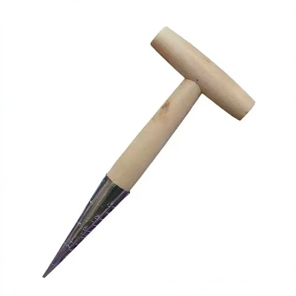 Wooden Handle Garden Dibber Soil Puncher Tool For Sowing Transplanting Vegetable Planting Farm Yard Equipment