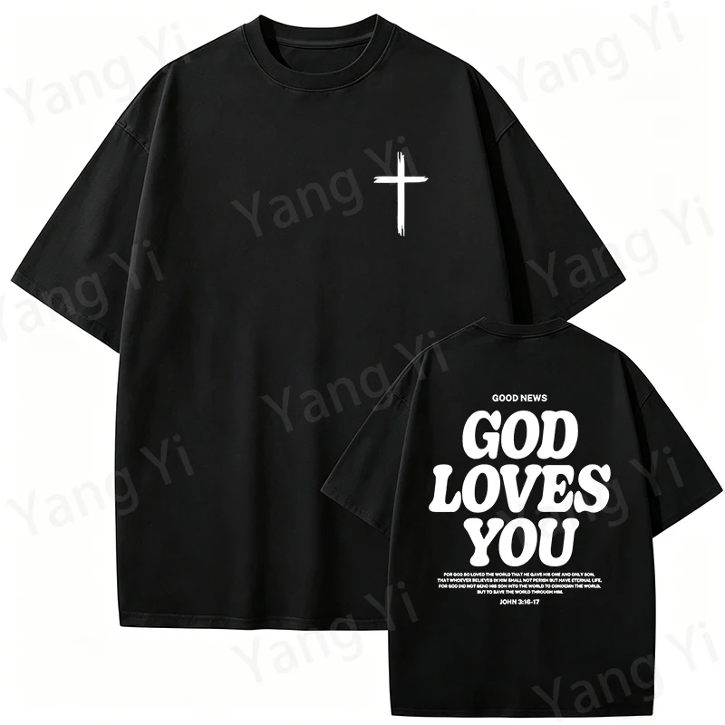 Modisches Unisex-T-Shirt mit christlichem Design-Print, für Männer und Frauen, Sommer-Freizeitoberteil, Paar-Mode, Streetwear-T-Shirt – Detail 8