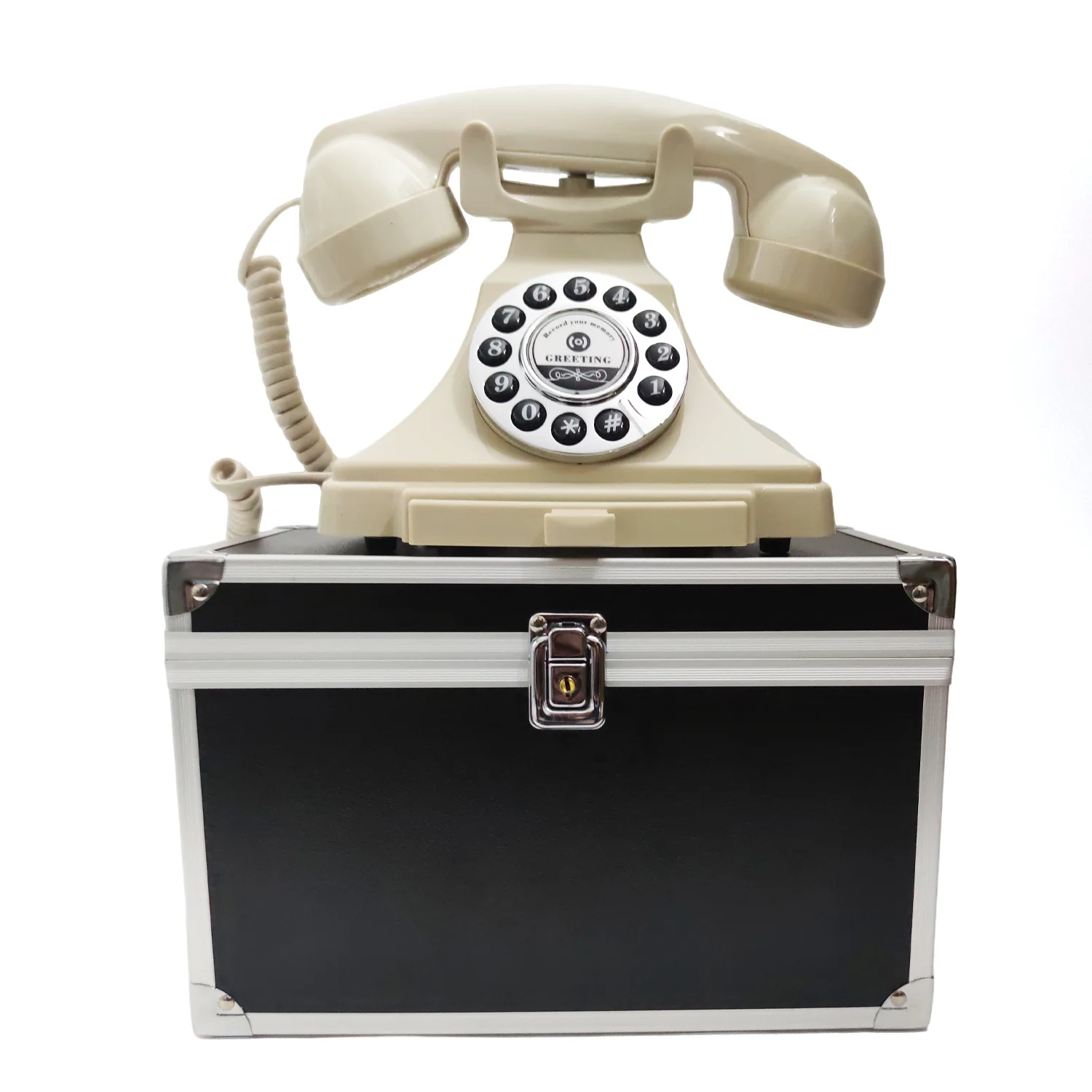 Hochzeits-Telefon-Audio-Gästebuch im Retro-Stil, Drehbarer Antiker Telefon-Gästebuch mit Sprachaufnahmefunktion für Hochzeitsfeiern – Detail 6