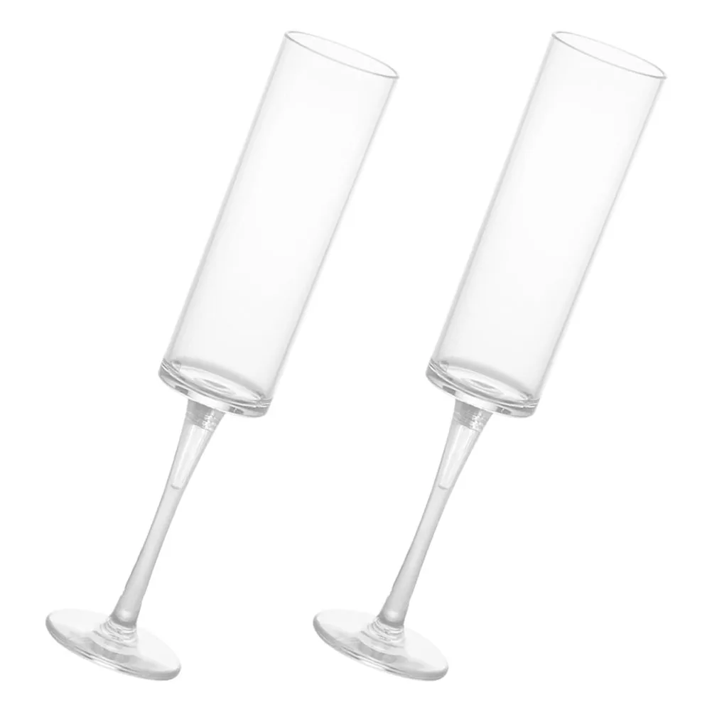 

2pcs Highstem Goblet Glasses 180ml Plastic Flute Clear Transparent Juices Wedding Flutes Stem Cup