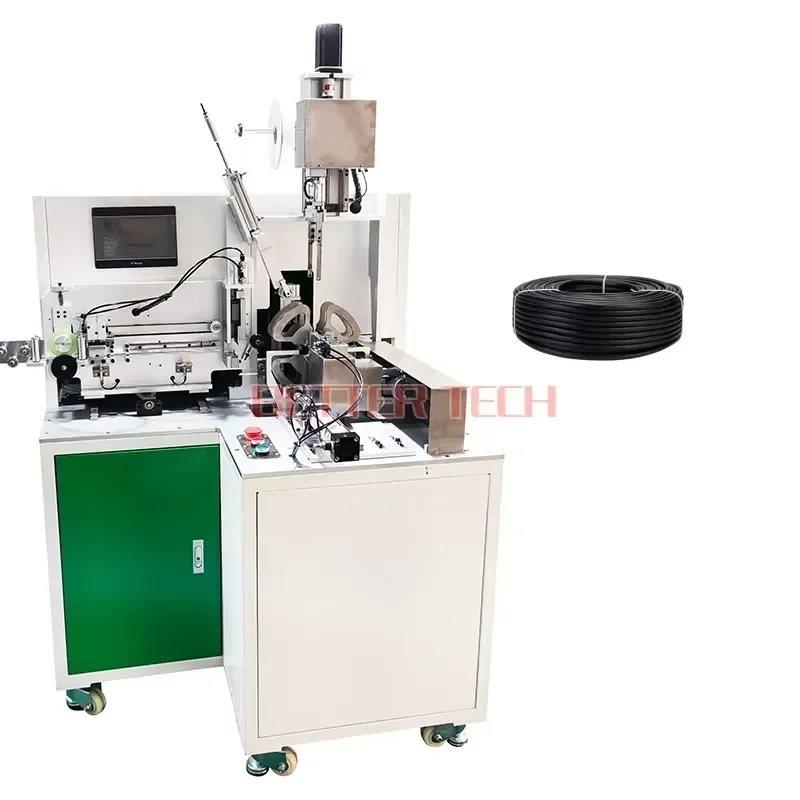 Fully Automatic Copper Cable Wire Measuring Cutting Binding Tying Spool Coil Winding Machine Adjustable Tensioner 230mm Max