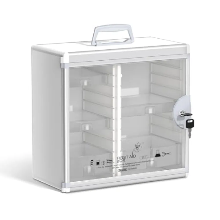 

Medicine Cabinet Locking Medicine Cabinet Wall Mounted 13.6 x 13.4 x 6.5 Inch Portable Storage Container Big Capacity