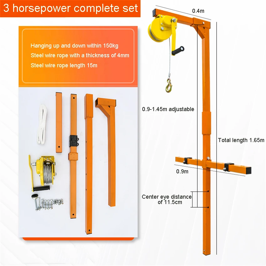 Air Conditioner Outside Installation Lifting Tool 10/15/20M Lifting Crane Self-locking Manual Winch Assembly For Air Conditioner