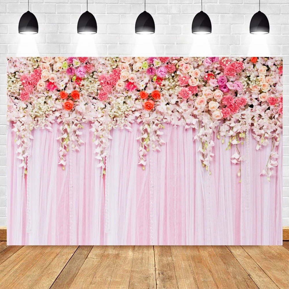 Wedding Scene Floral Flower Wall Backdrop for Photography Bridal Shower Engaged Ceremony Party Background Photo Studio Props