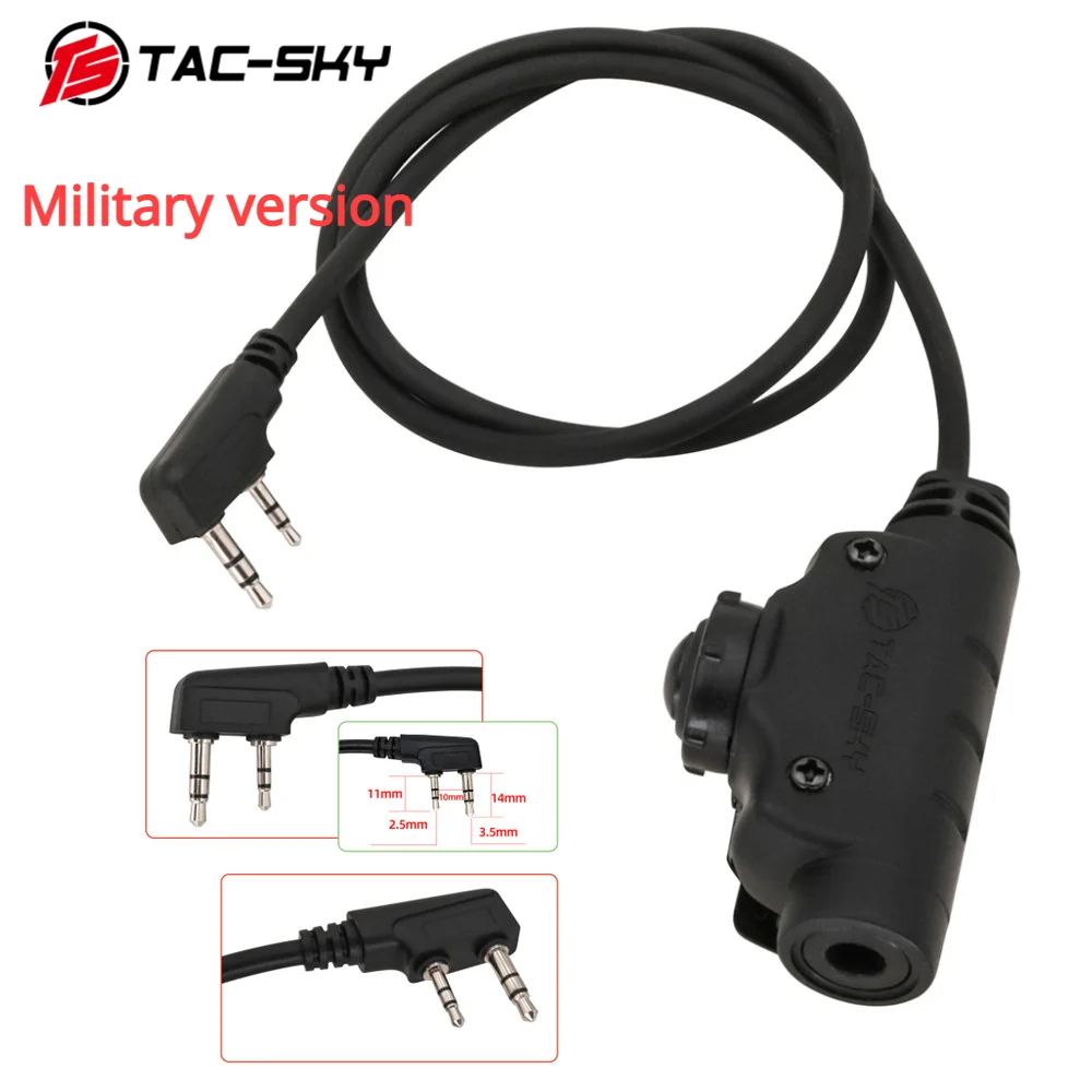 baofeng-tac-sky-タンキートウッドのスクリューアダプター戦術的な軍用ヘッドセットアダプターuv-5r-mmジャックケーブルuv-6r-u94700