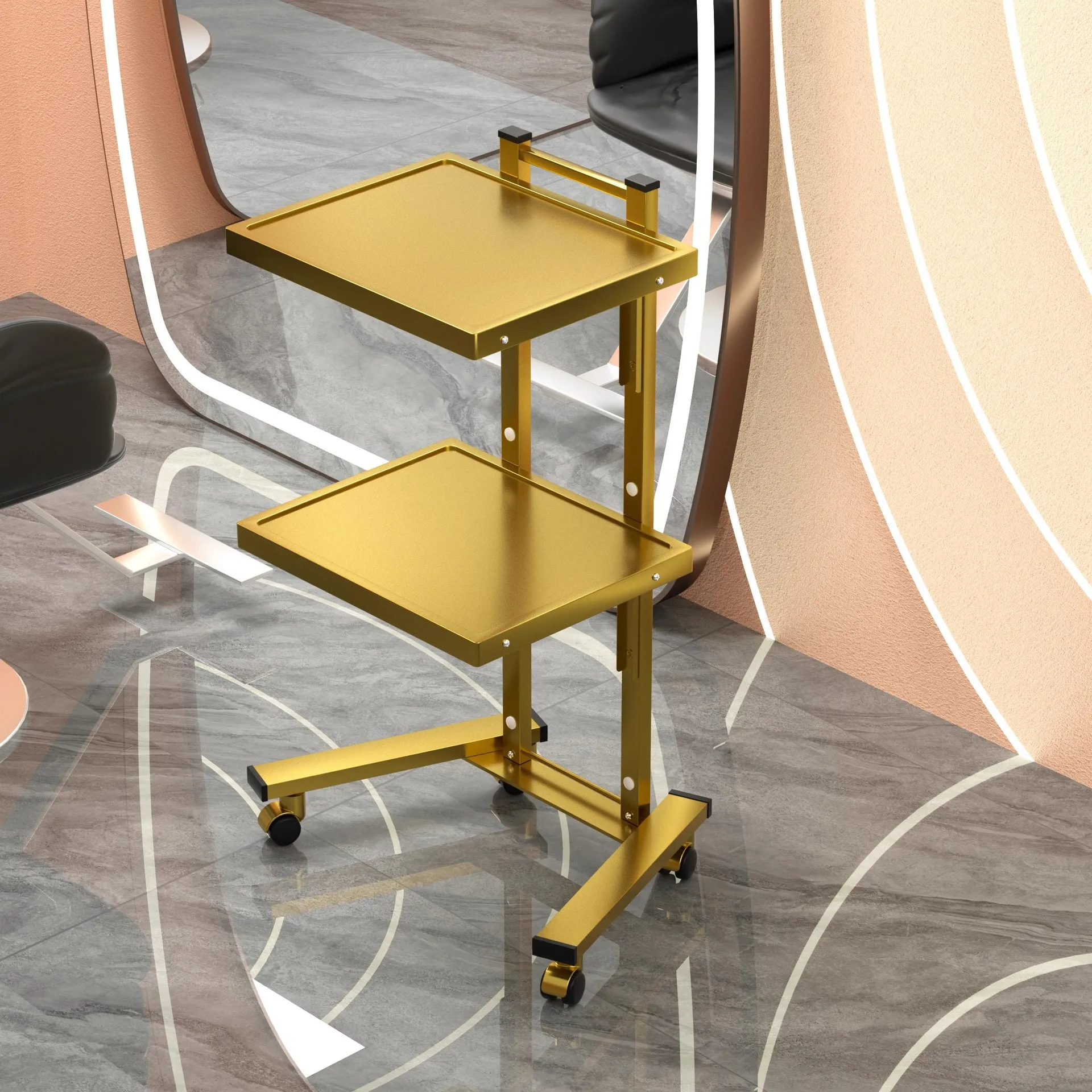AOLIVIYA Folding Stainless Steel Haircut Shop Auxiliary Tools Cart Beauty Salon Barber Trolley Drawer Storage Cabinet