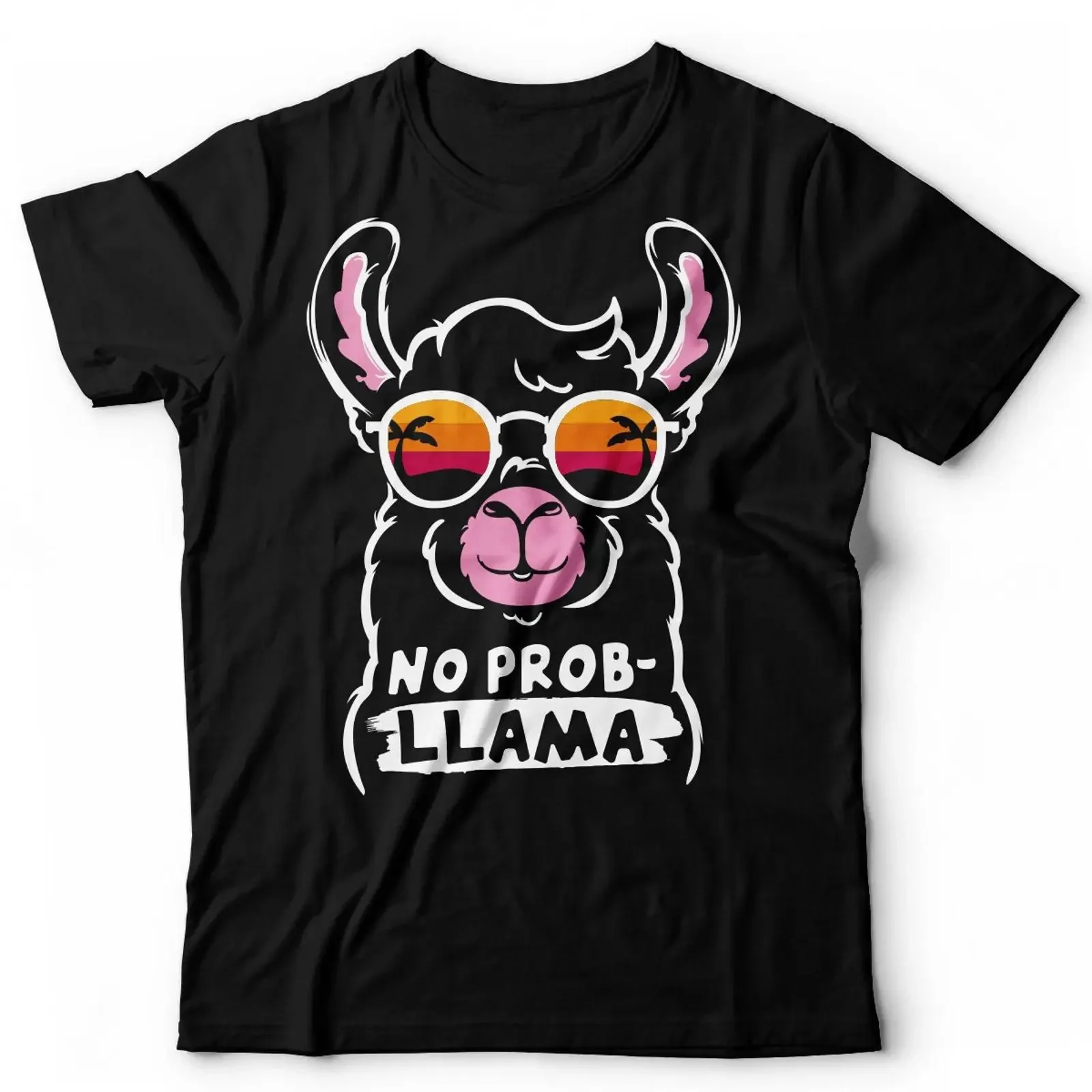 Funny Llama T Shirt Alpaca Sunglasses No Problama vintage Washed Slightly designer clothes Comfortable fashion Versatile