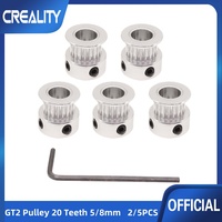 2/5 PCS GT2 Pulley 20 Teeth 5mm Bore 6mm Width 20T Timing Belt Pulley Wheel Aluminum for 3D Printer