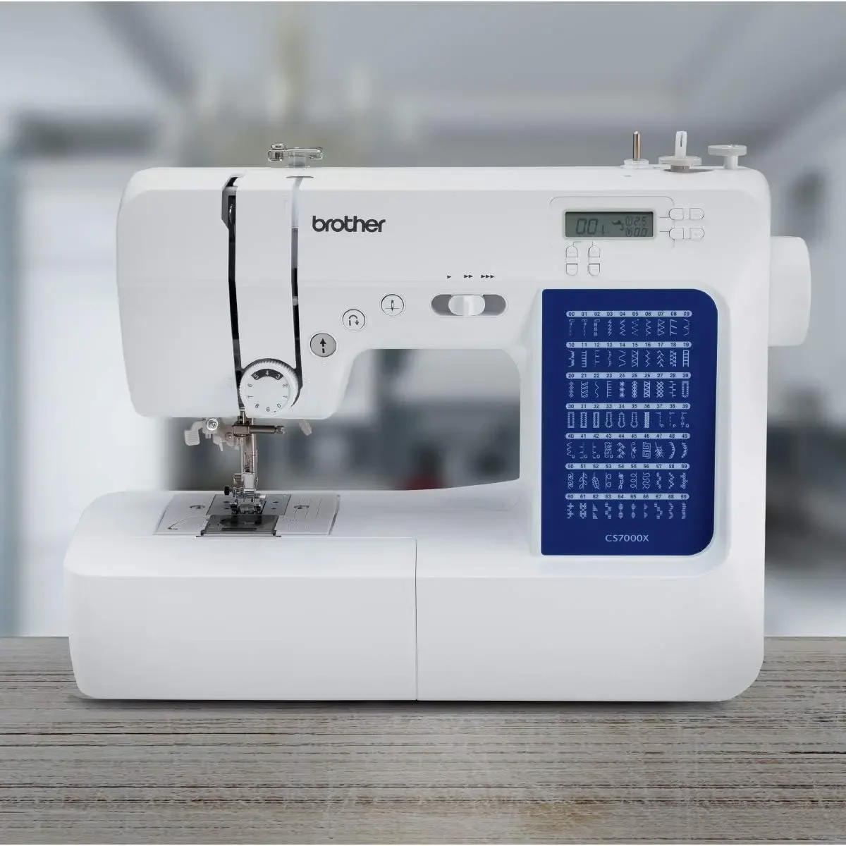 Brother CS7000X Computerized Sewing and Quilting Machine, 70 Built-in Stitches, LCD Display, Wide Table, 10 Included Feet, White