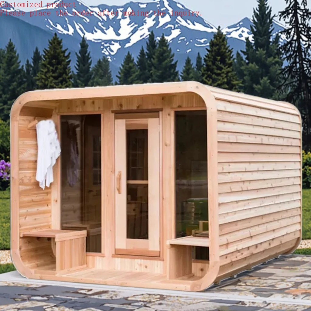 

Customization.Russian Electric Cedar 6-Person Outdoor Sauna Cabin Stylish Comfortable Personal Exterior Design Quality Sauna Roo