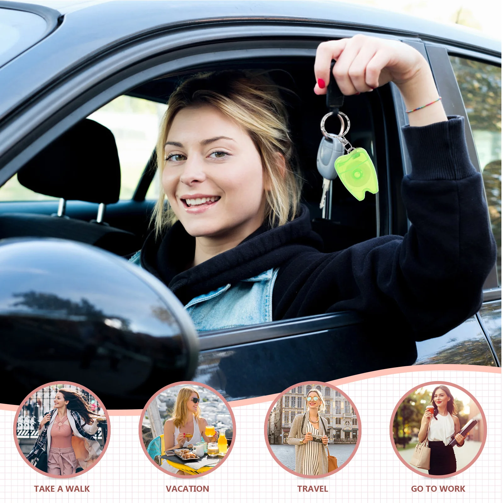 4 قطعة سلسلة المفاتيح الخيط الأسنان المحمولة العناية بالفم تنظيف الأسنان الخيط يختار حلقة رئيسية التنفس الطازج عميق تنظيف بين الأسنان