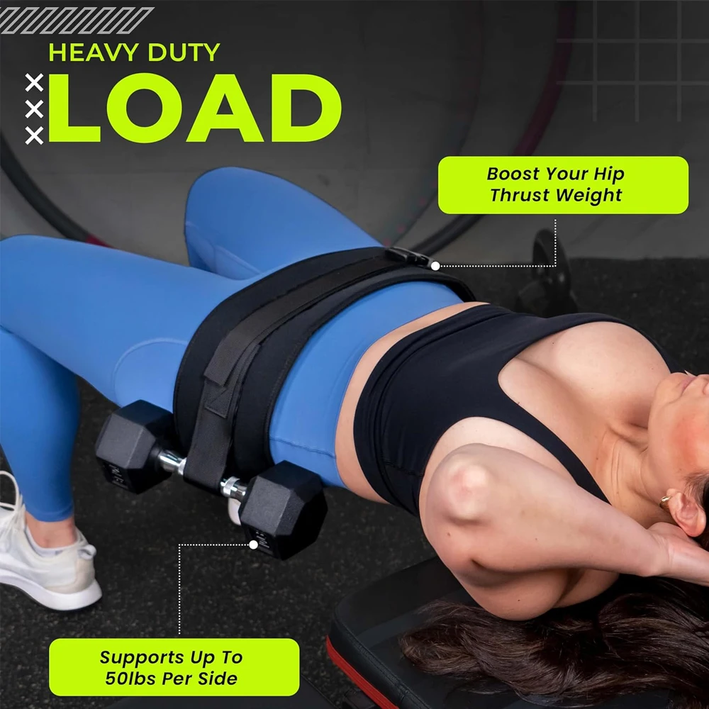 Ceinture de poussée de hanche pour fessiers, ceinture lestée rembourrée pour femmes/hommes, Compatible avec les haltères et les kettlebells, la construction de butin de gymnastique à domicile