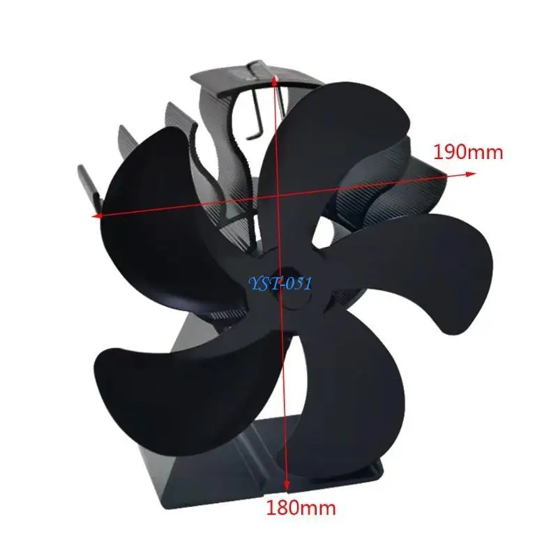 E15A 5-Blade موقد مروحة تعمل بالطاقة الحرارية للخشب فائقة الهدوء مع موقد ميزان الحرارة سجل الخشب للموقد الهادئ وتوفير كفاءة #6