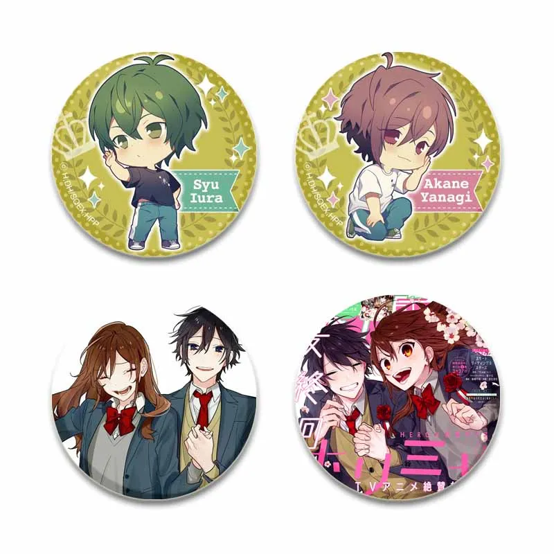 Cute Anime Horimiya Badge Love Cartoon Miyamura Izumi Hori Kyouko Brooch Pins Backpack Hat Bag Decoration Snap-in Badges Gifts