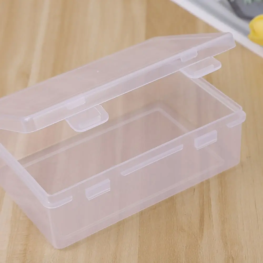 1Pcs Thickened Storage Box Portable Rectangle Plastic Case Transparent Small Medium Large Flip Box