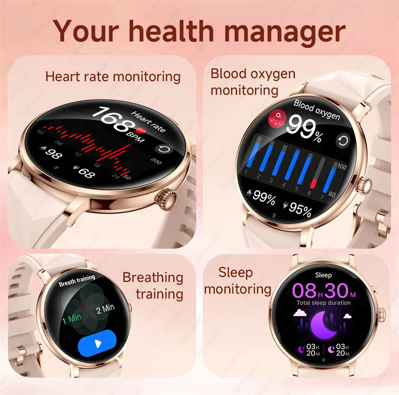 Neue 1,19" Ultra-Dünne Damen Smartwatch in Rosa mit Bluetooth-Anruffunktion, Anpassbaren Zifferblättern, Herzfrequenz- und Schlafüberwachung, Sportfunktionen und Uhrwerk – Detail 10