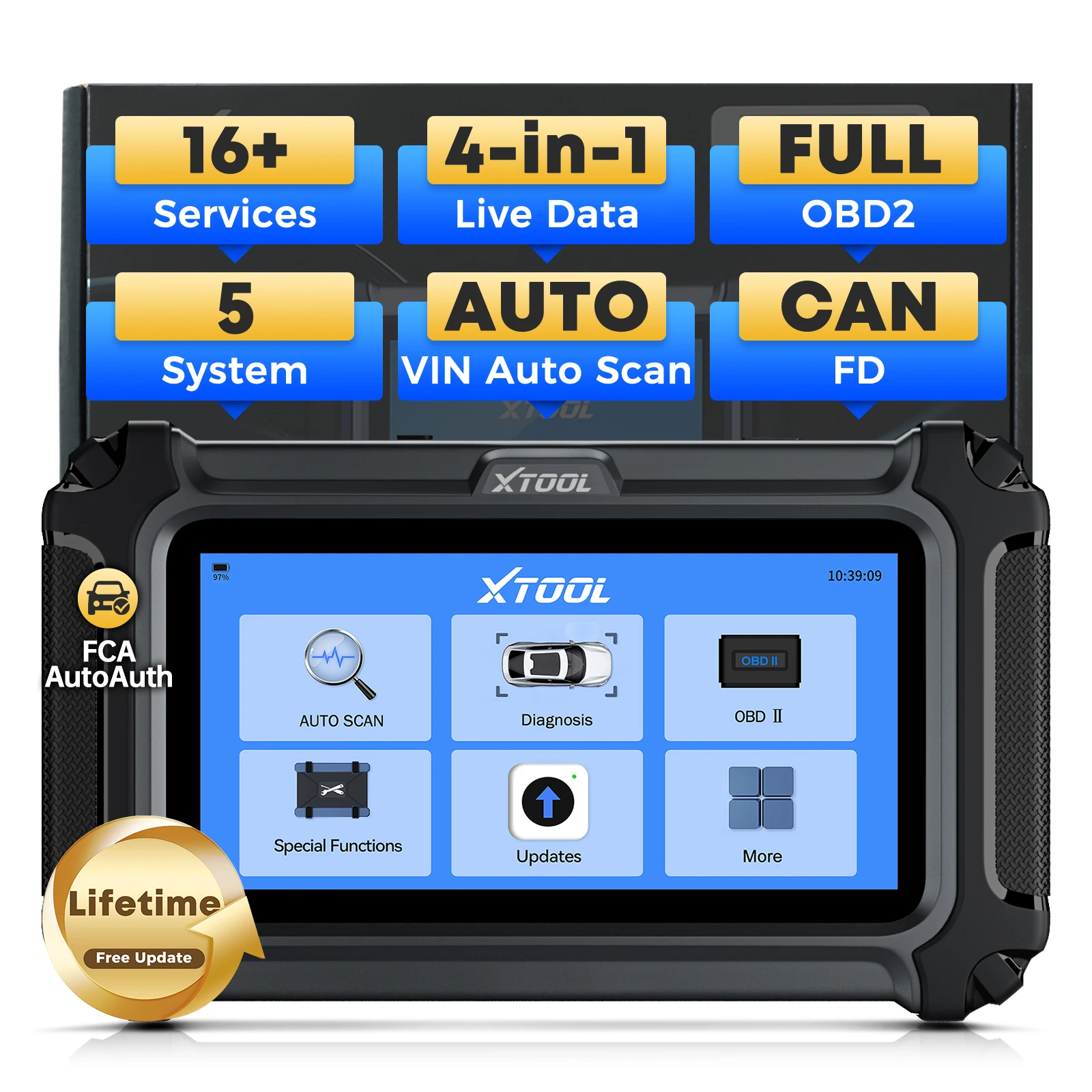 Scanner OBD2 XTOOL D5S, strumento di diagnostica per motore, ABS, SRS, trasmissione e EPB, con oltre 16 funzioni di reset, scanner per auto per la ricalibrazione del sensore albero motore, la