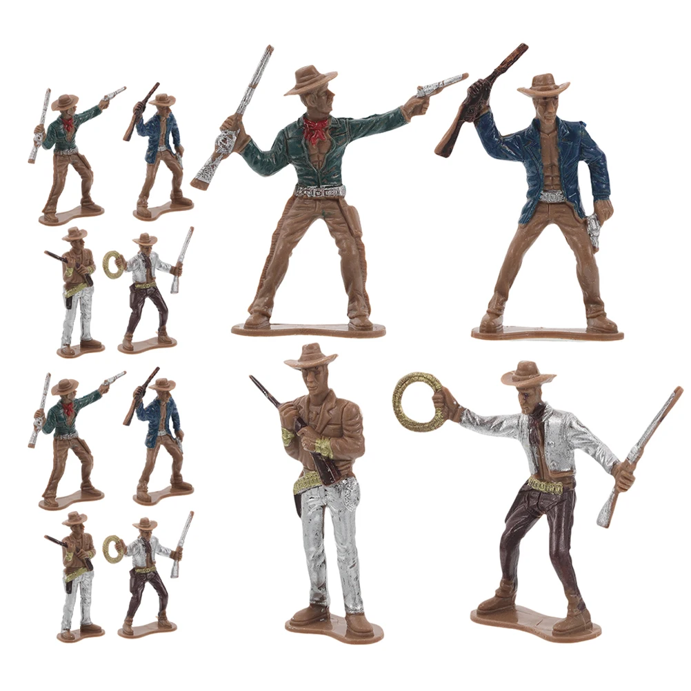 

12 Pcs Western Cowboy Figure Farm Character Toys Mini Ornaments American Statues Action Figures Plastic Cowboys
