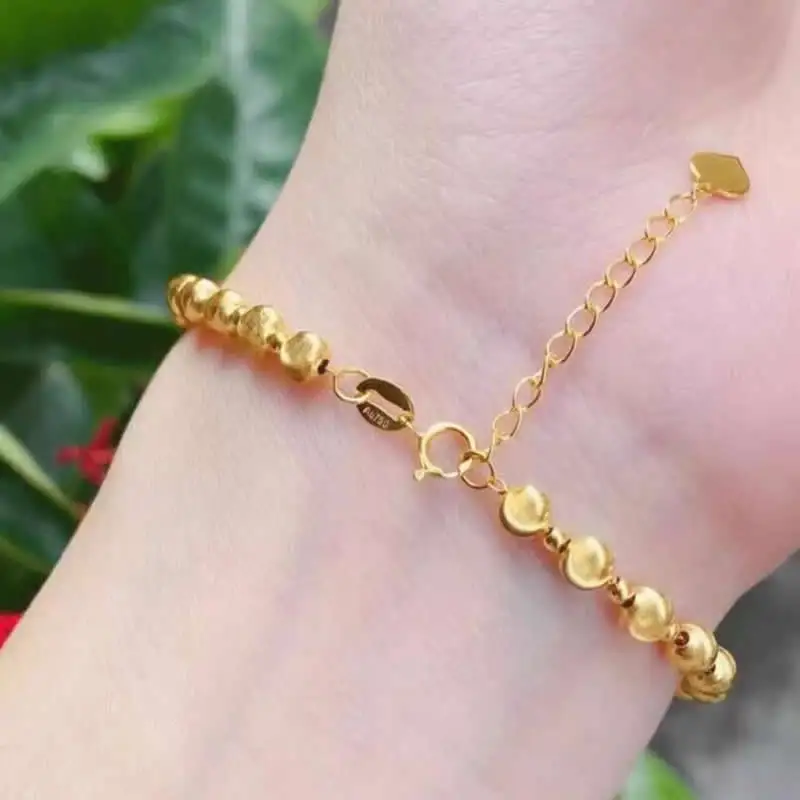 New AU750 Gold Bracelet 18K Yellow Gold Beads Bracelet 1pcs