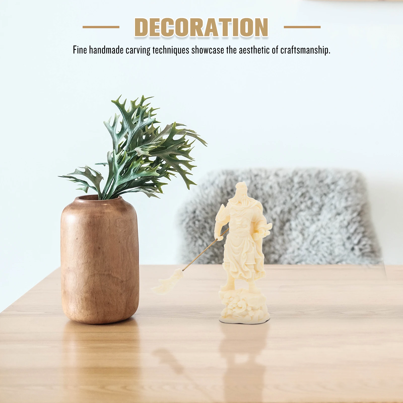 

Retro Style Guan Decor Abs Craft Sturdy Desktop Ornament For Home Office Space-Saving Plastic Classic Figure Decorative Craft