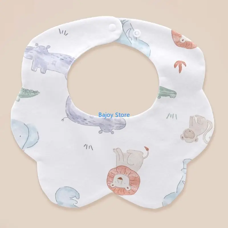 

63HE Large Baby Bibs Lovely Pattern Newborns Bibs Comfortable & Adjustment Snap bibs Absorbent Newborns Bibs Cotton Bibs Gift
