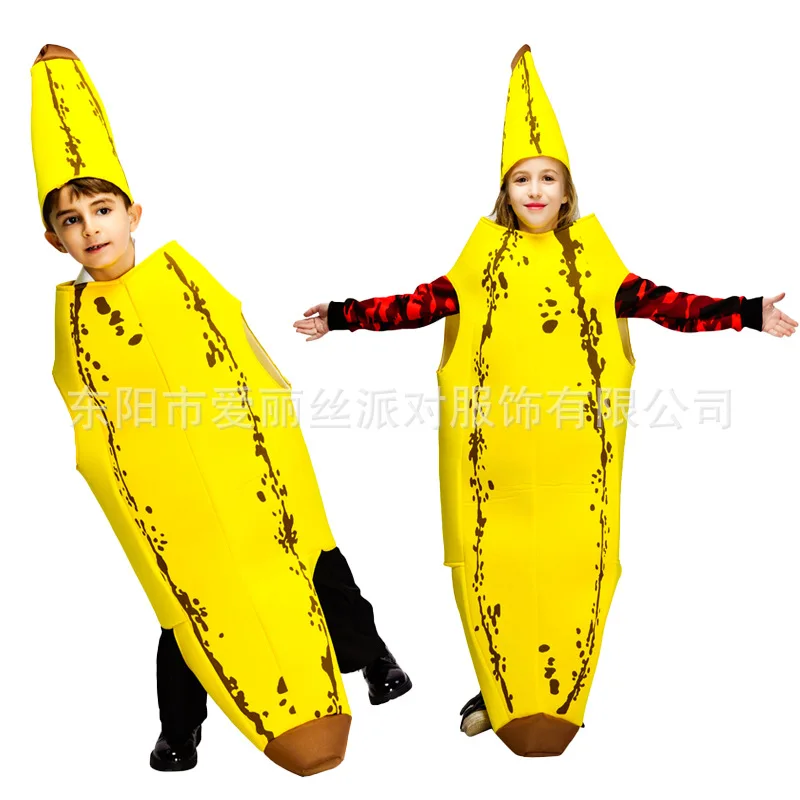 Adults Kids Halloween Funny Cosplay Banana Costumes Parent-Child Costumes Couple Costumes Performance Carnival Fruit Costumes