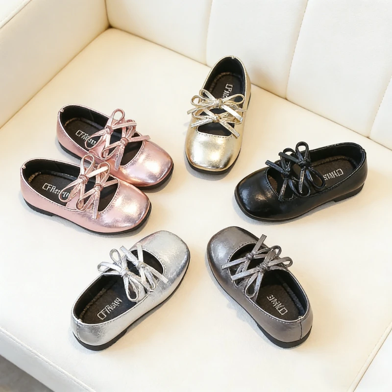 

2026, весенняя модная кожаная обувь для девочек, детские балетки Мэри Джейн на плоской подошве с бантом, повседневная униформа принцессы, детская праздничная школьная обувь