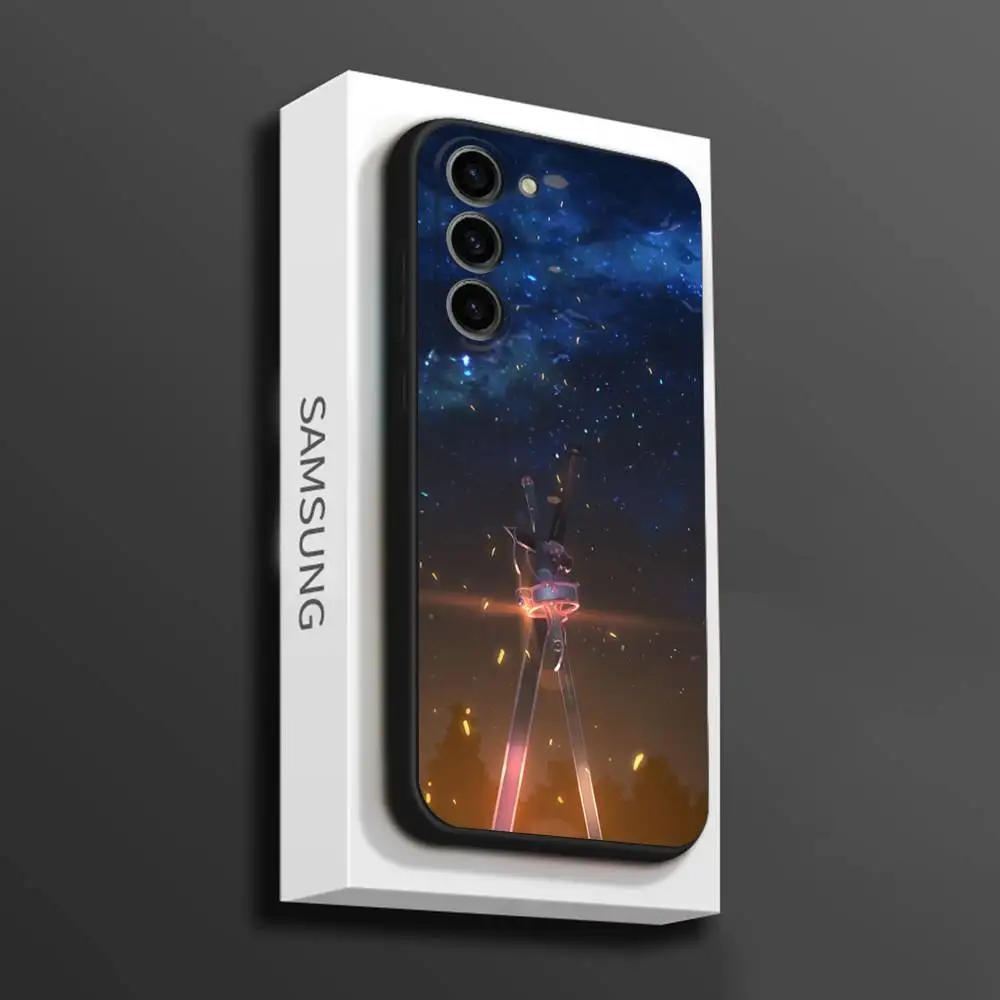 حافظة هاتف Sword Art Online SAO Kirigaya لهاتف سامسونج جالاكسي A 91,80,73,72,71,53,52,51,22,5G غطاء أسود ناعم مقاوم للصدمات