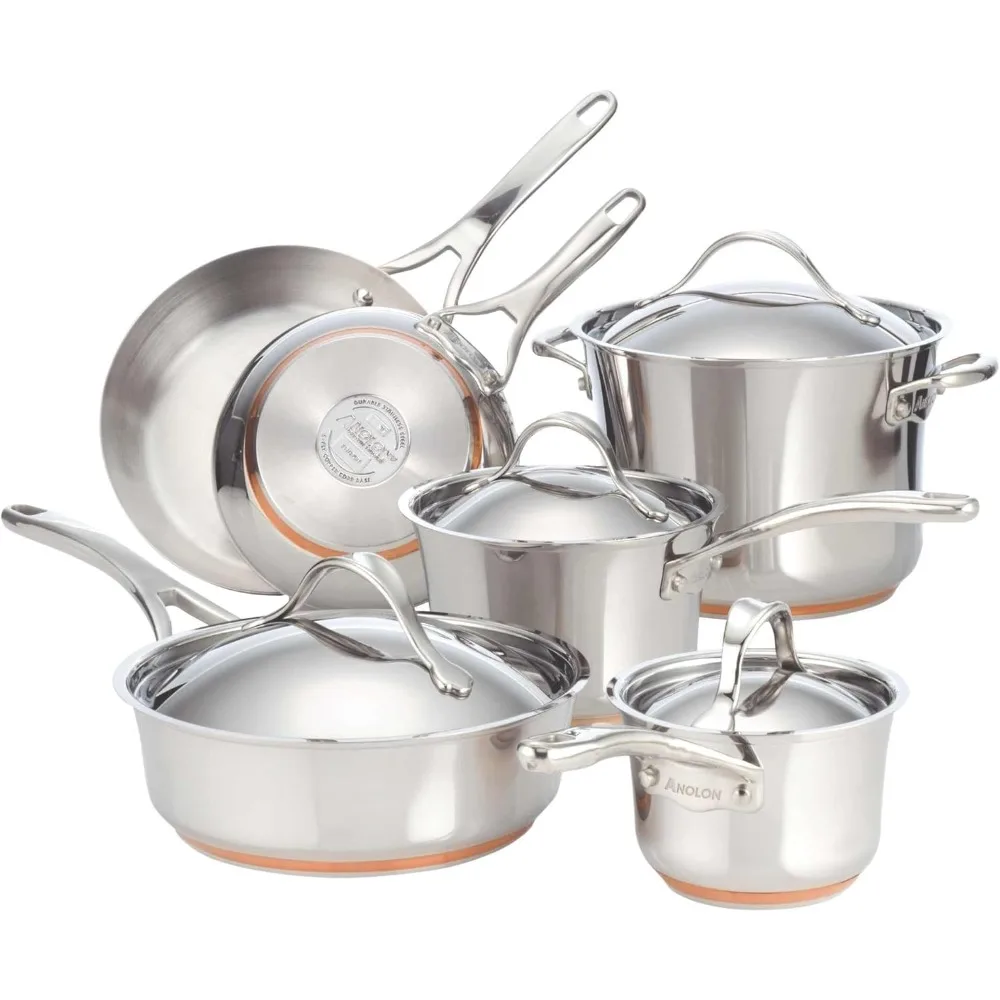 

10-Piece Anolon Nouvelle Stainless Steel Cookware Set with Pots and Pans