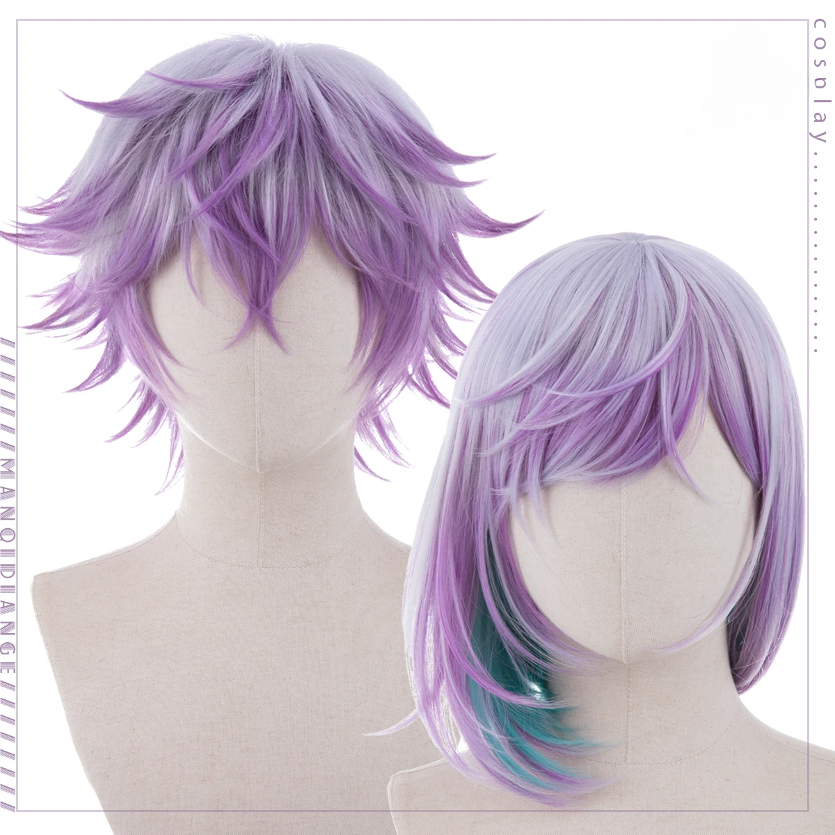 

Paradox Live Cosplay Yatonokami Nayuta Wig Yatonokami Kanata Wig Short Hair Mixed Color Gradient Purple Wigs Role Play Costume