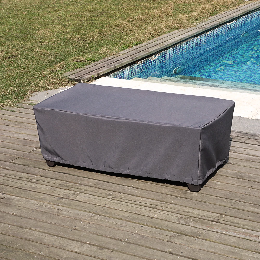 JARDINA Furniture Wicker Coffee Table with Waterproof Cover Brown Synthetic Rattan Wicker Table with Slat Top