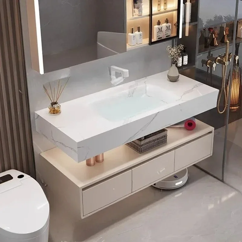 

For Solid Wood Light Bathroom Cabinet Toilet Vintage Storage Vanity Bathroom Cabinet Mirrors Makeup Gabinete Para Banheiro