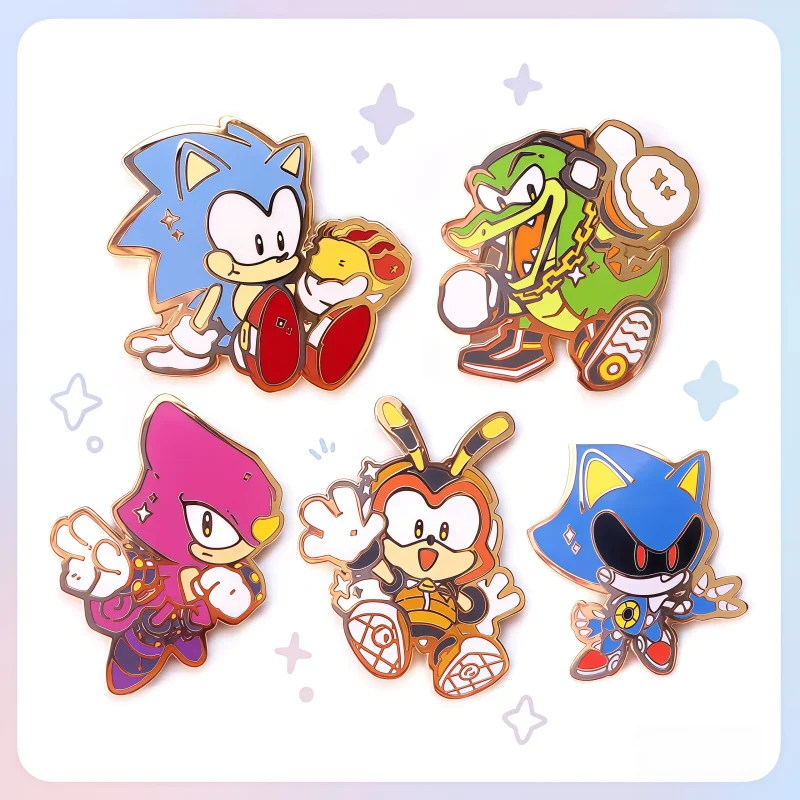 SO Nic The Hedgehog Acrylic Pin Set Vector Espio Charmy Cute Cartoon Lapel Brooch Video Game Anime Fan Backpack Cosplay Gift