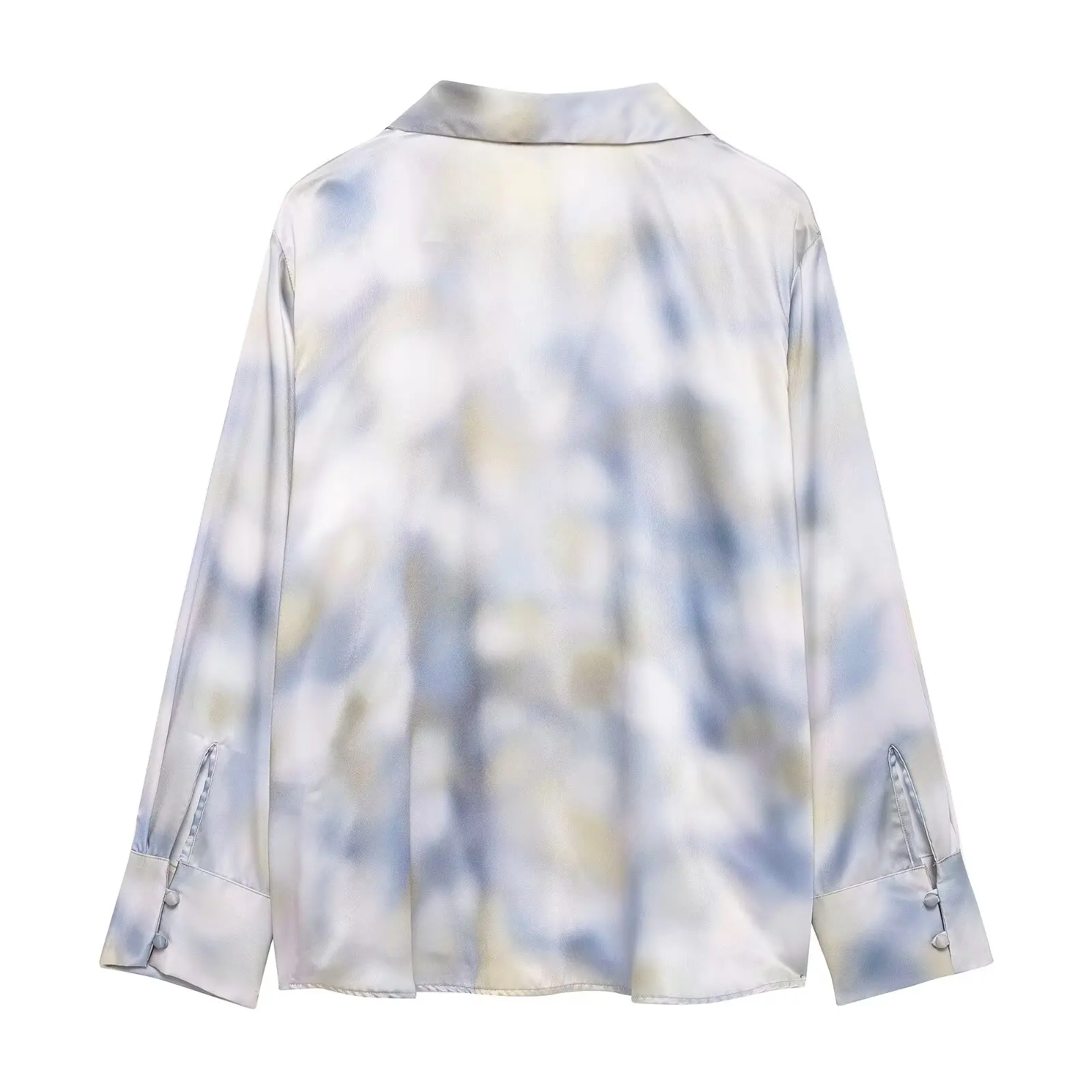 BB6135 25 Spring New Product Women's Tie Dyeing Silk Satin Texture Vertical Fashion Personalized Collar Shirt 6962023
