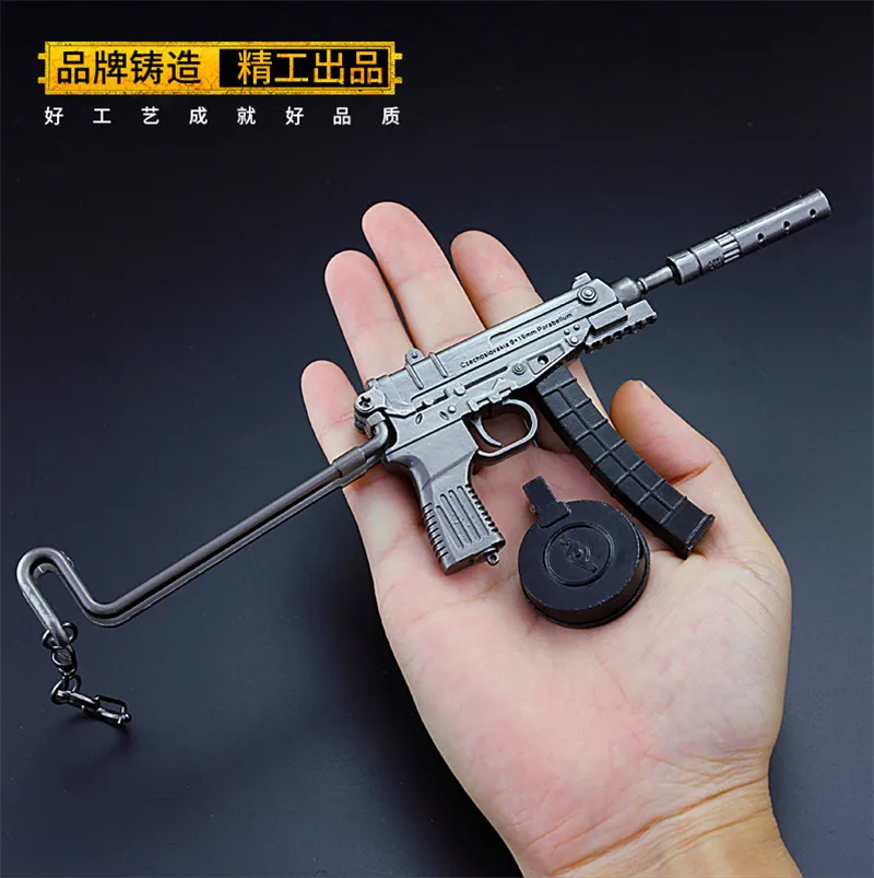 20cm Scorpion Submachine Gun Metal Weapons Miniatures PUBG Game Peripheral Home Ornament Decoration Crafts Keychain Collection