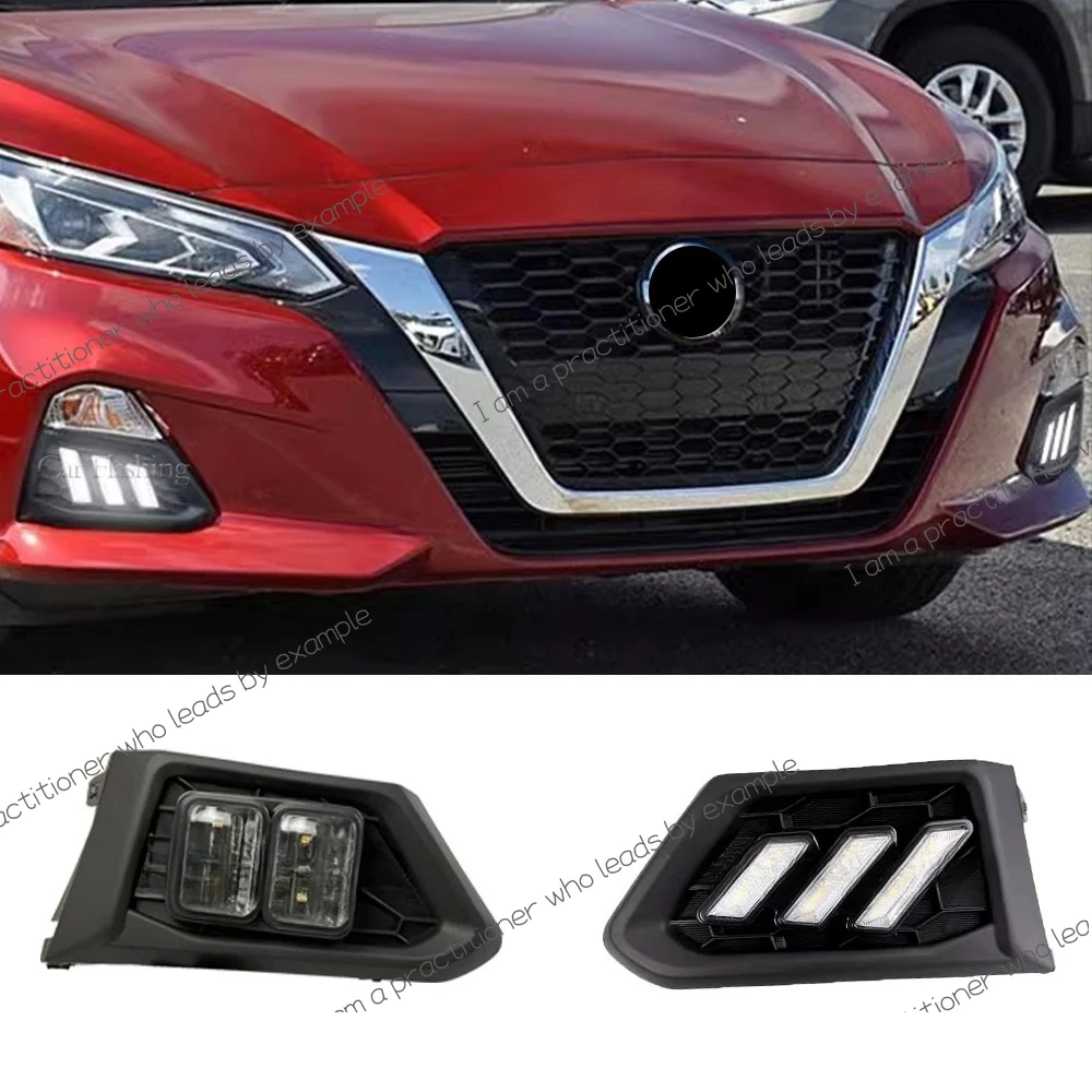 

Автомобильный стиль DRL для Nissan Altima 2019 2020 2021 2022, светодиодные дневные ходовые огни, противотуманные фары с желтым указателем поворота