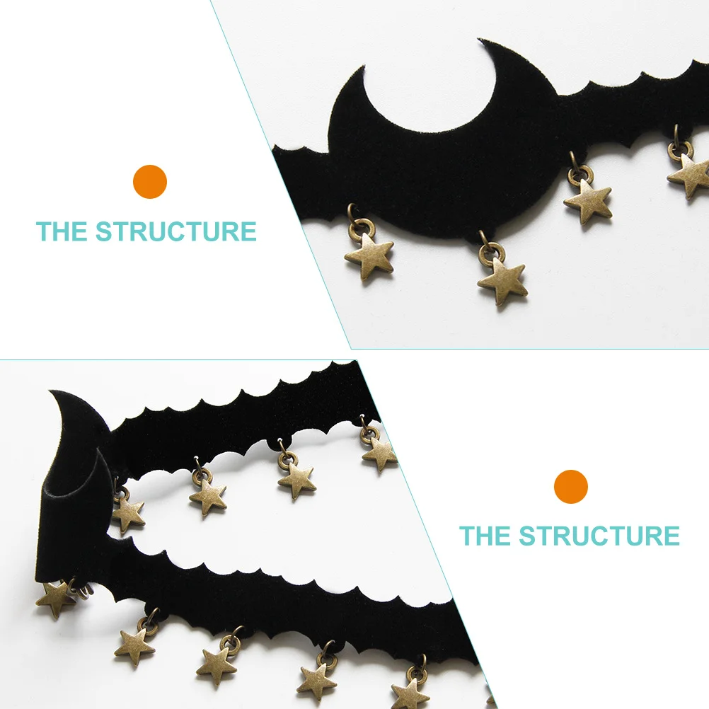 

Moon Necklace Choker Double Sided Women Goth Necklaces Alloy Fittings Stylish Halloween Costume Jewelry